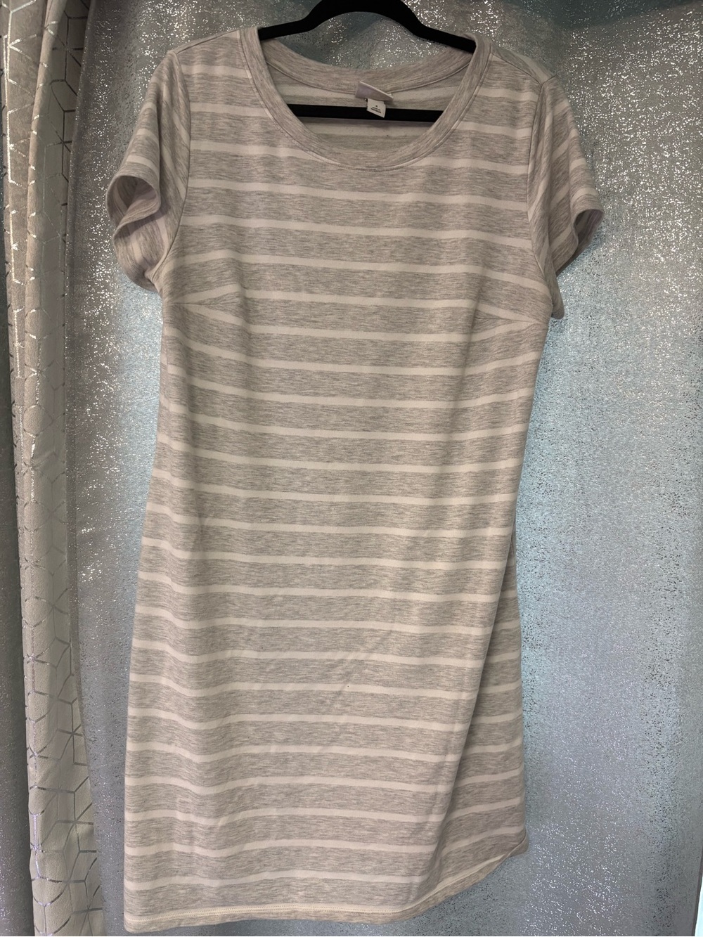 Ava & Viv Heather Gray Striped Tee Dress